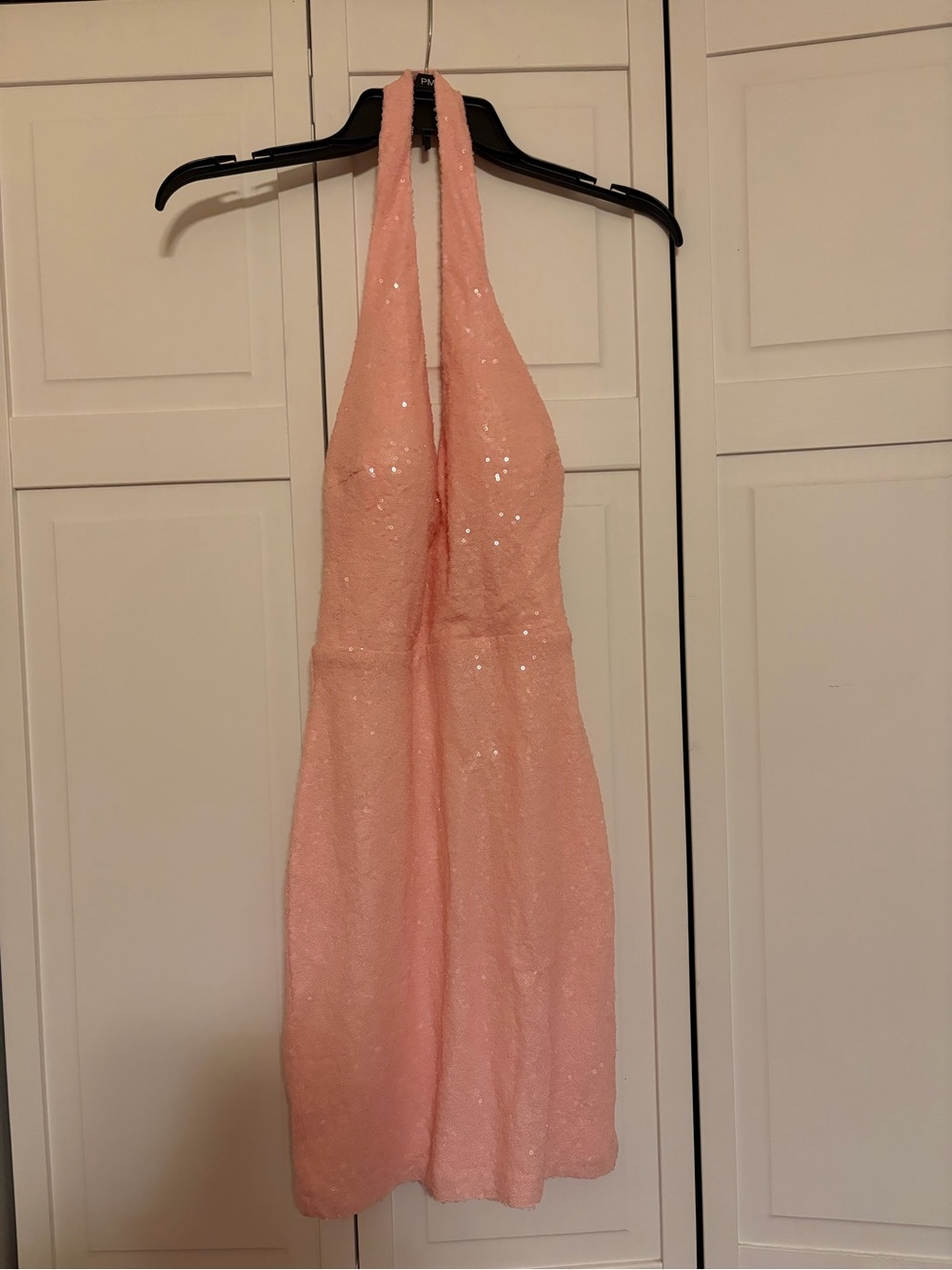 Pink Halter Sequin Mini Dress - Women